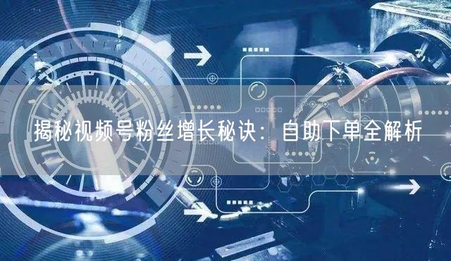 揭秘视频号粉丝增长秘诀：自助下单全解析