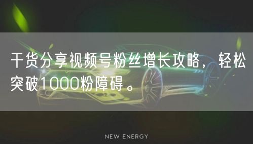干货分享视频号粉丝增长攻略，轻松突破1000粉障碍。